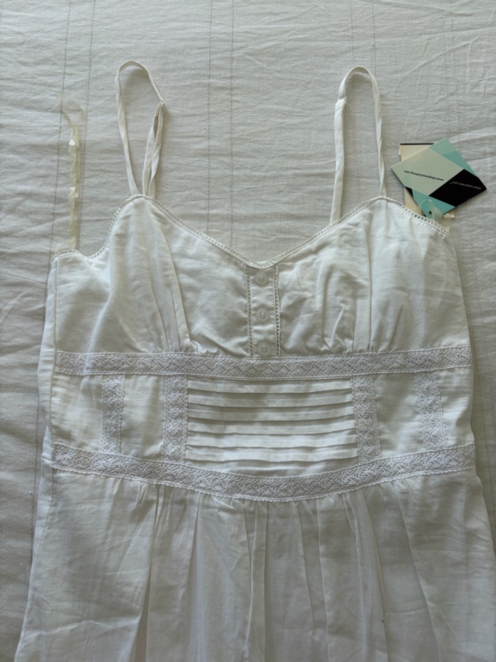 100% Cotton White Sleeveless Maxi Dress with Lace Detail - Picture 2 of 6